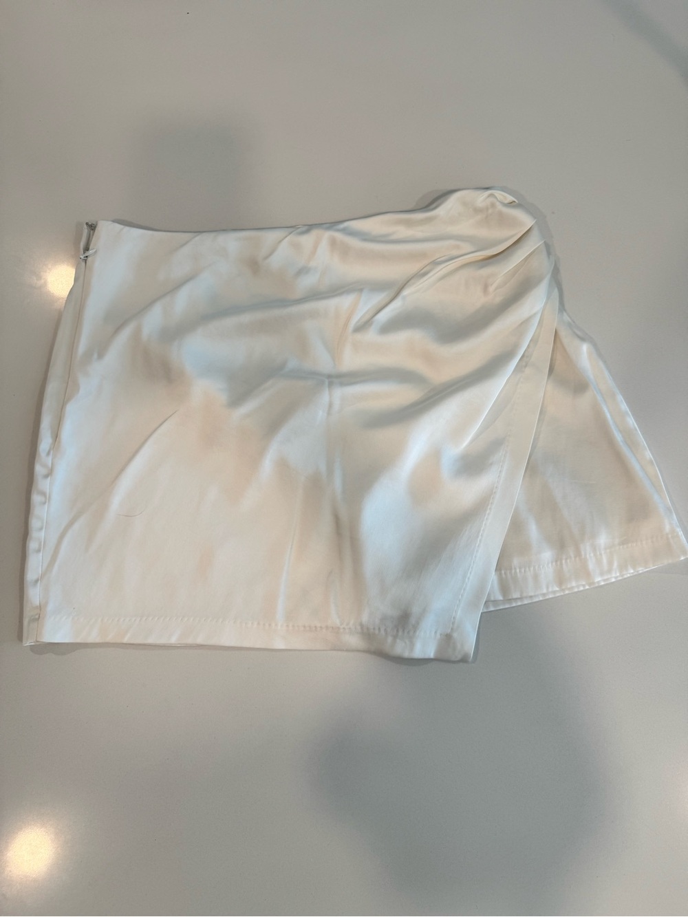 Abercrombie & Fitch Cream Satin Wrap Mini Skirt